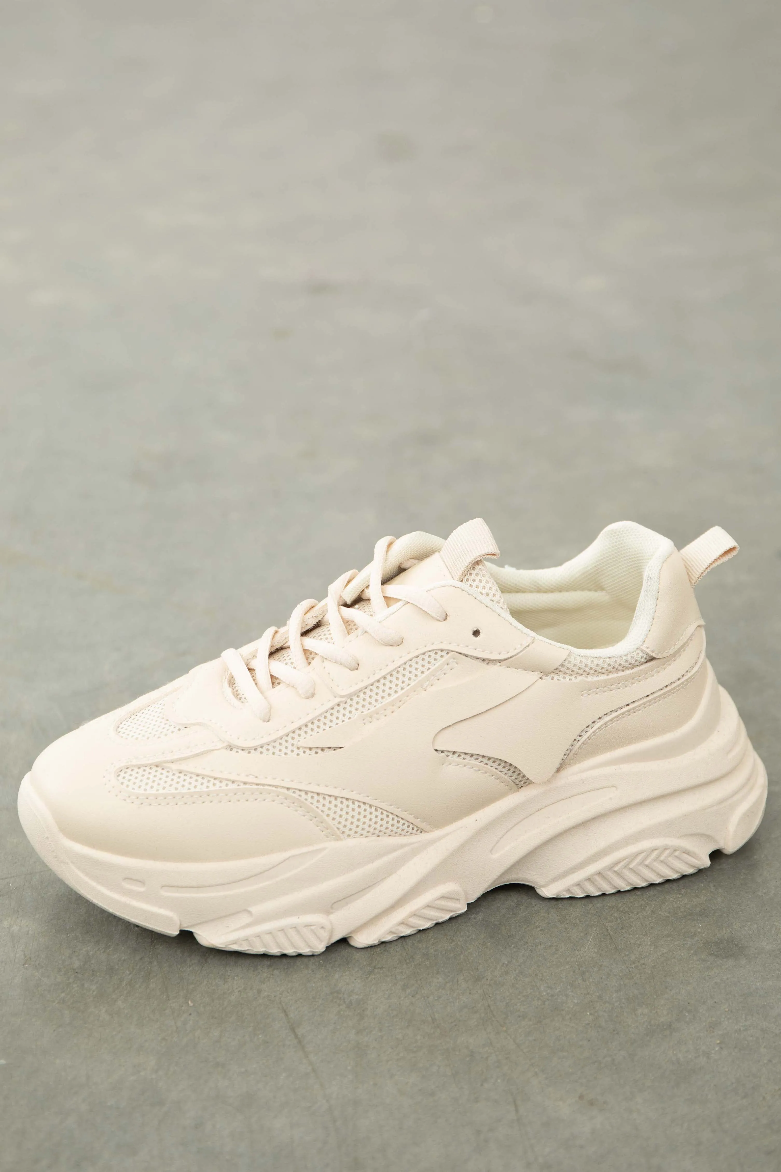 Champagne Lace Up Chunky Sole Sneakers sold by Lime Lush product image thumbnail 2