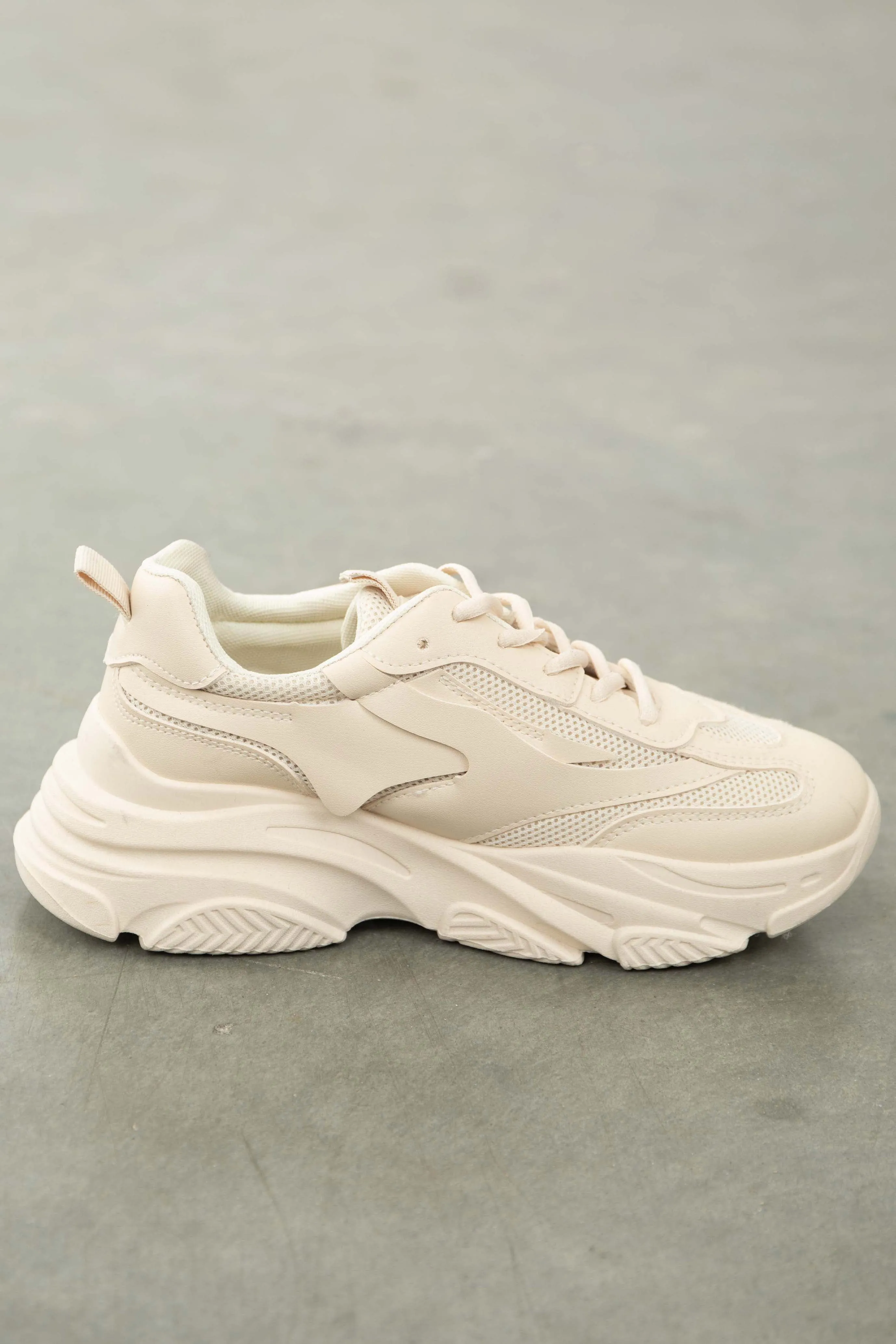 Champagne Lace Up Chunky Sole Sneakers sold by Lime Lush product image thumbnail 4