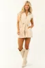 Cream Collared Zip Up Denim Romper sold by Lime Lush
