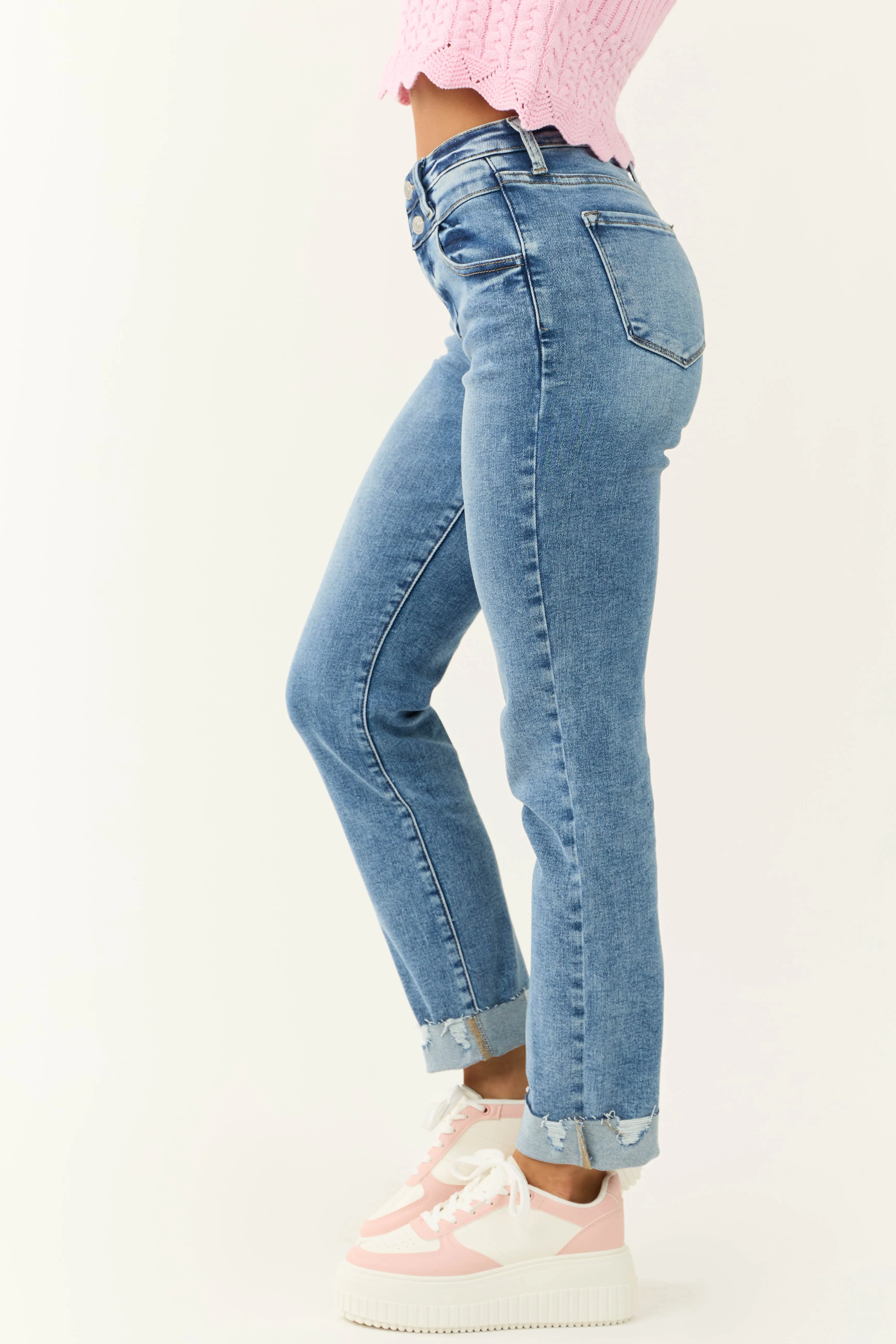 KanCan Medium Wash Slim Straight Stretchy Jeans sold by Lime Lush product image thumbnail 3