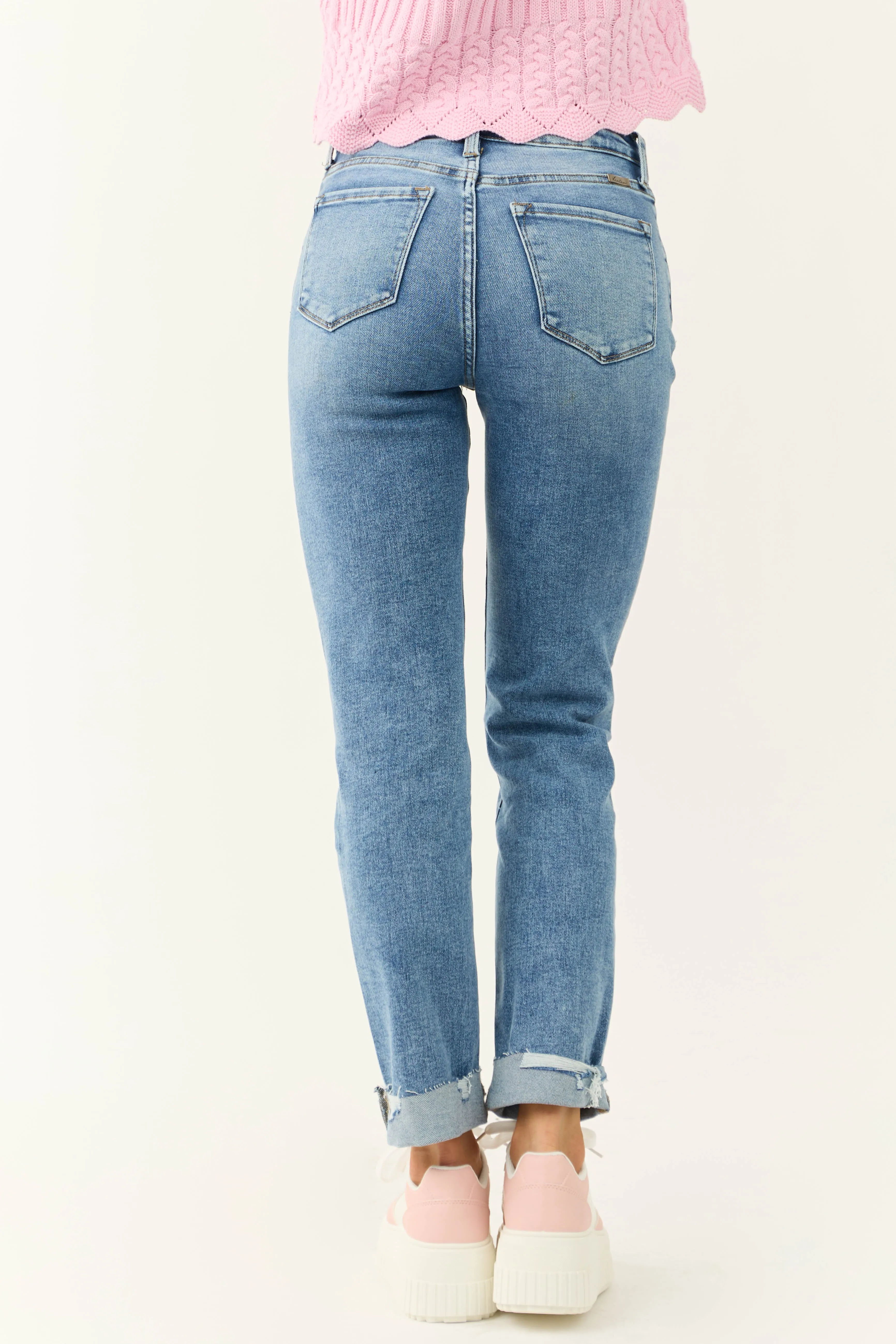 KanCan Medium Wash Slim Straight Stretchy Jeans sold by Lime Lush product image thumbnail 4