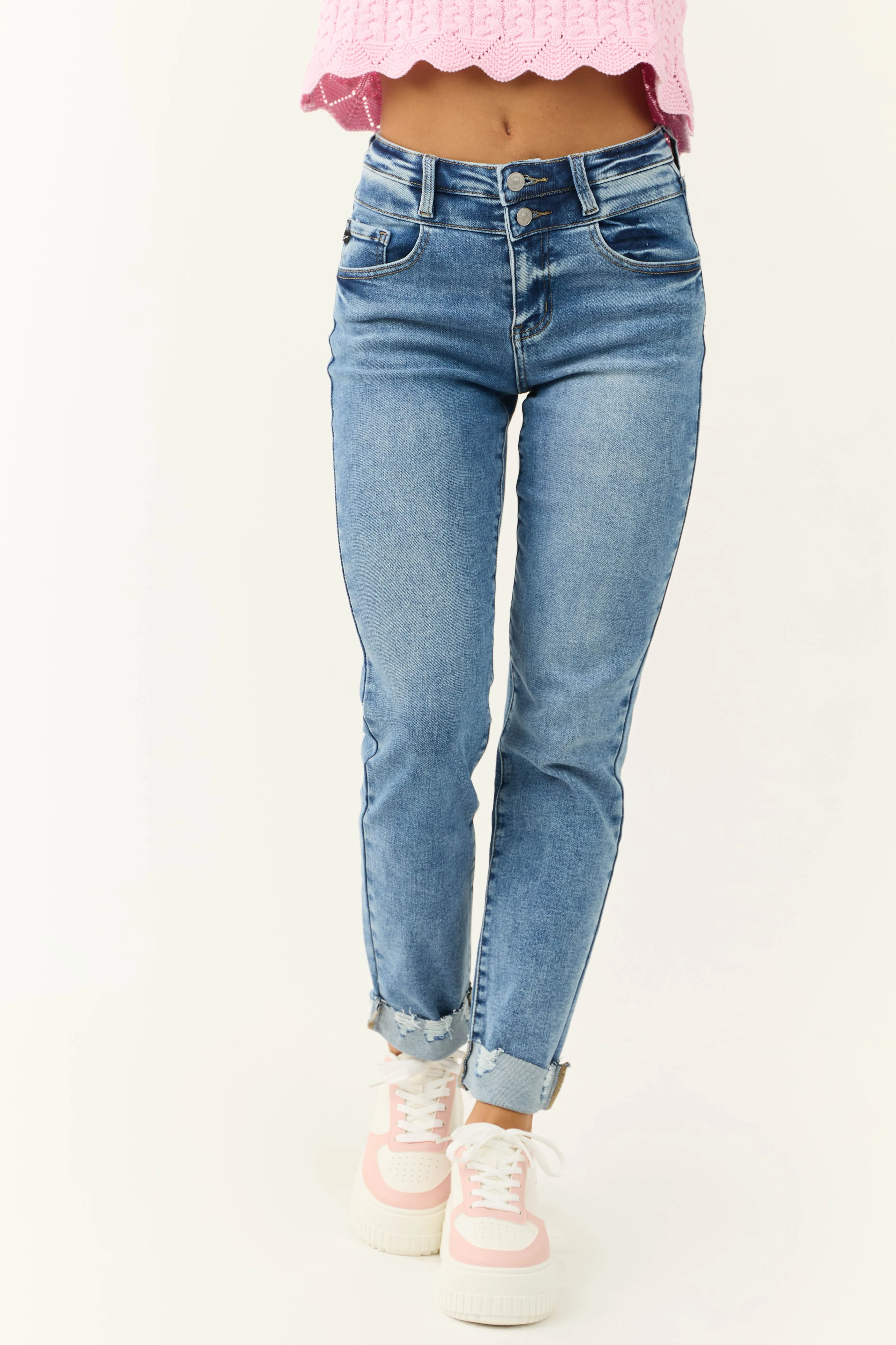 KanCan Medium Wash Slim Straight Stretchy Jeans sold by Lime Lush