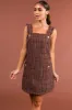 Chocolate Tweed Mini Dress with Frayed Straps sold by Lime Lush