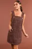 Chocolate Tweed Mini Dress with Frayed Straps sold by Lime Lush