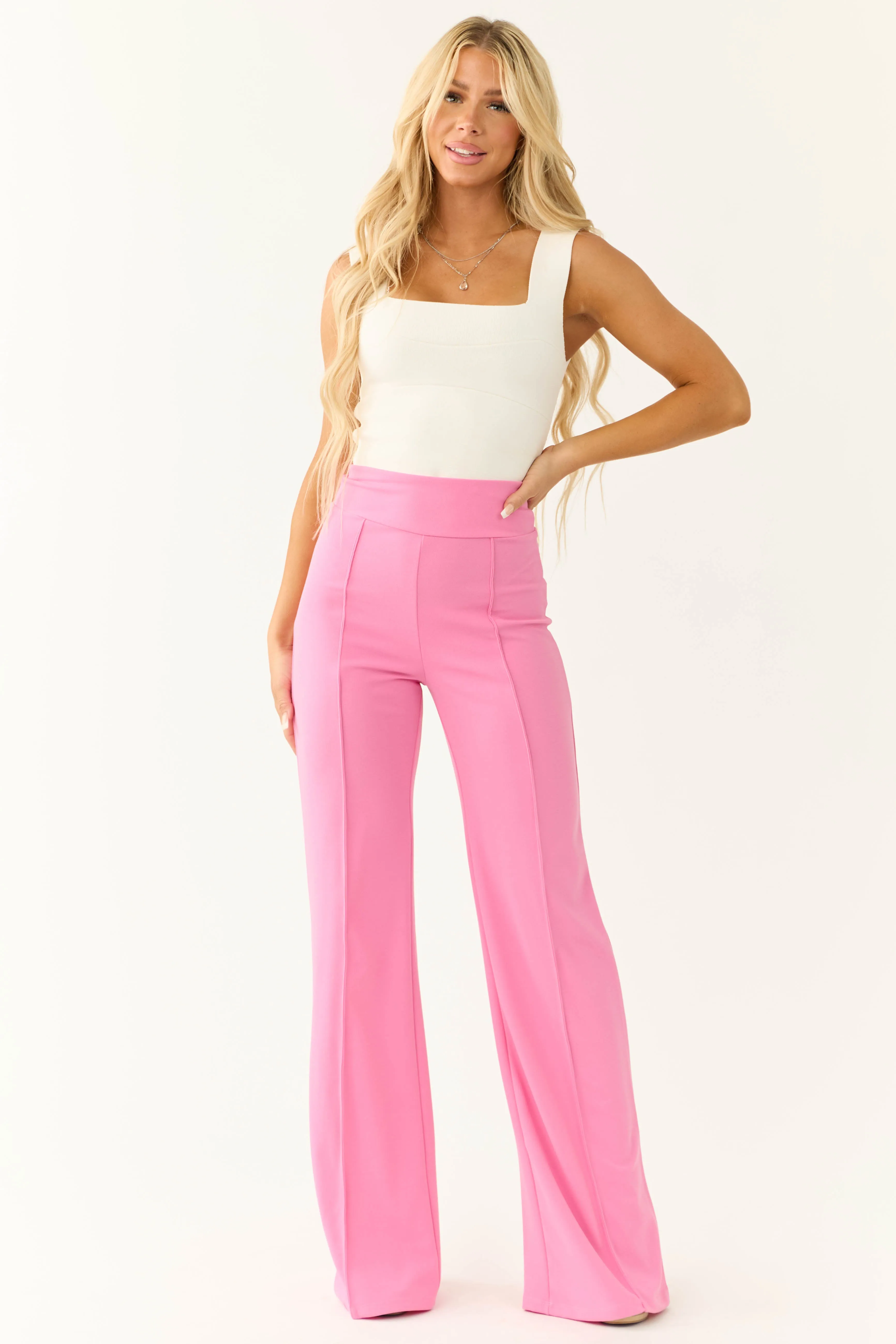 Bubblegum Vertical Seam Wide Leg Pants sold by Lime Lush product image thumbnail 5