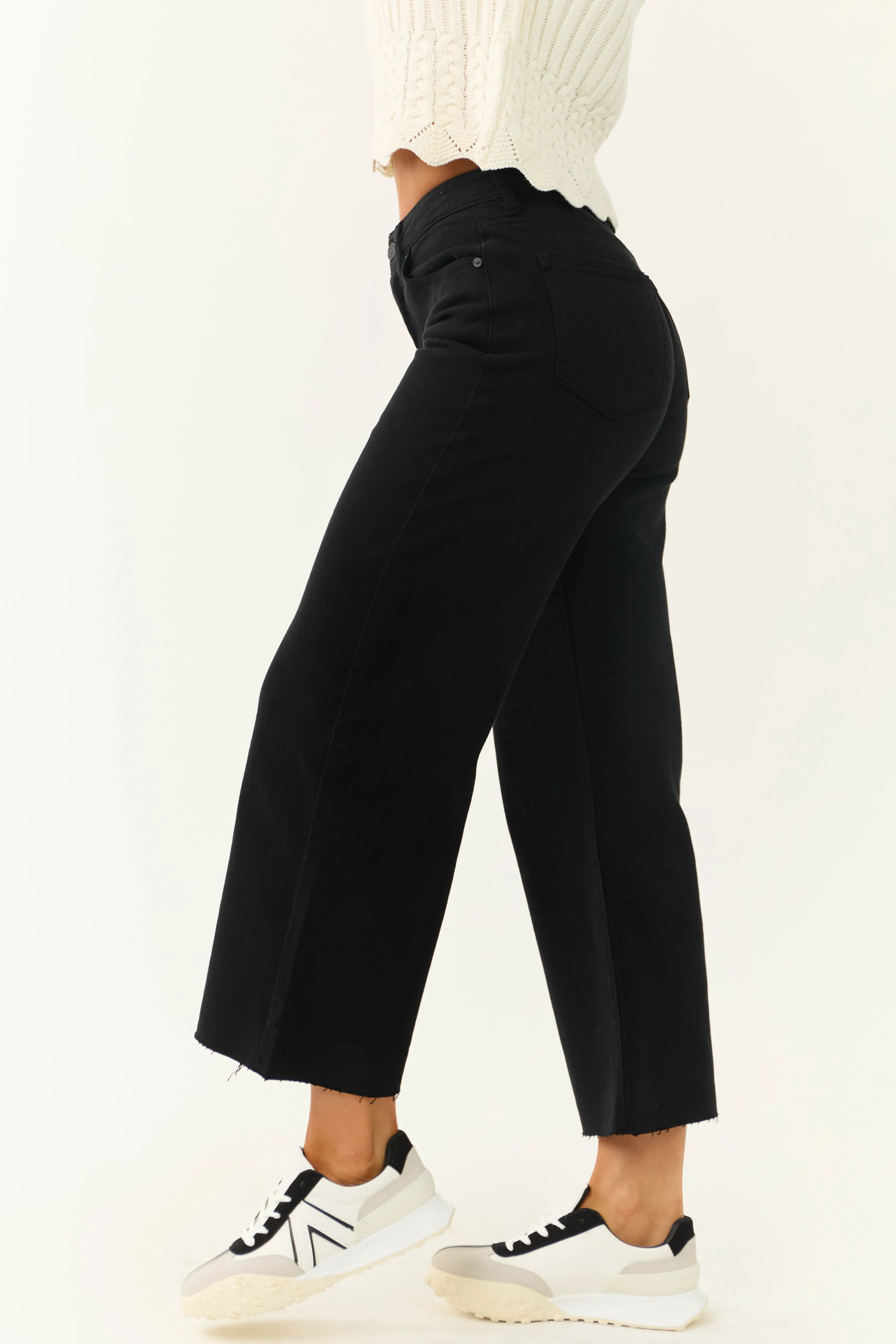 KanCan Black High Rise Wide Leg Cropped Jeans sold by Lime Lush product image thumbnail 3