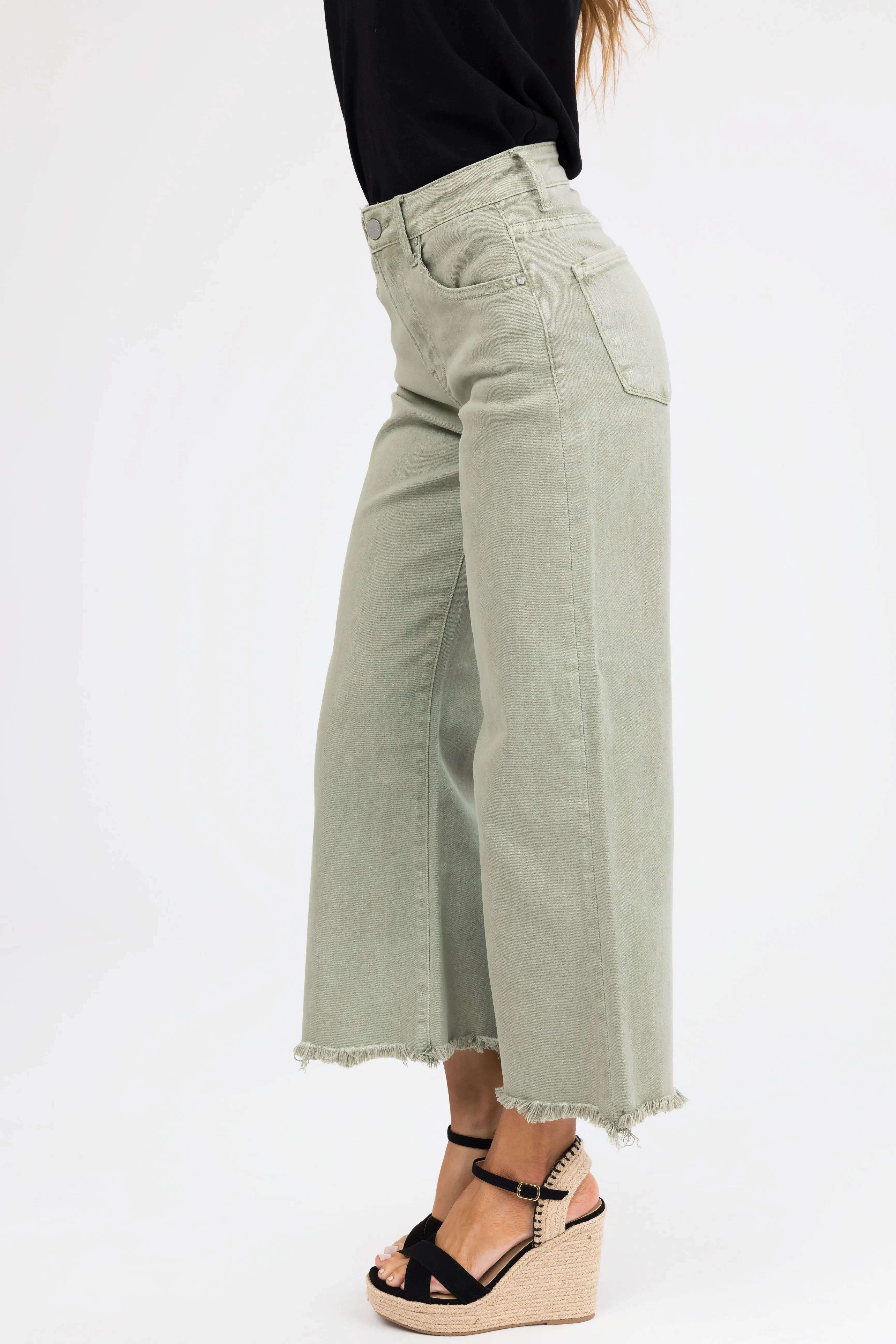 Risen Sage Wide Leg Cropped Jeans sold by Lime Lush product image thumbnail 4