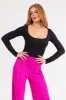 Black Scoop Neck Long Sleeve Crop Top sold by Lime Lush