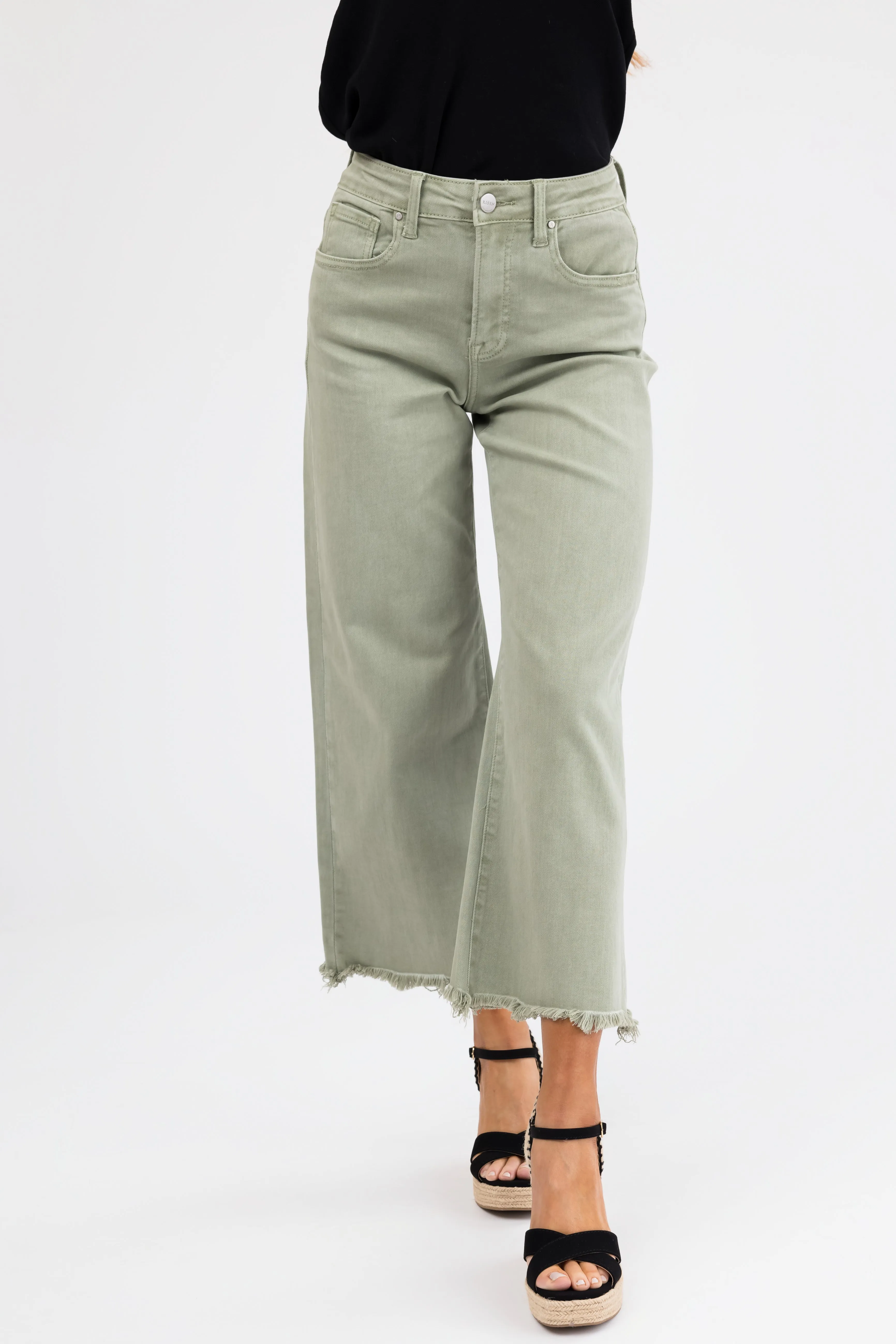 Risen Sage Wide Leg Cropped Jeans sold by Lime Lush product image thumbnail 3