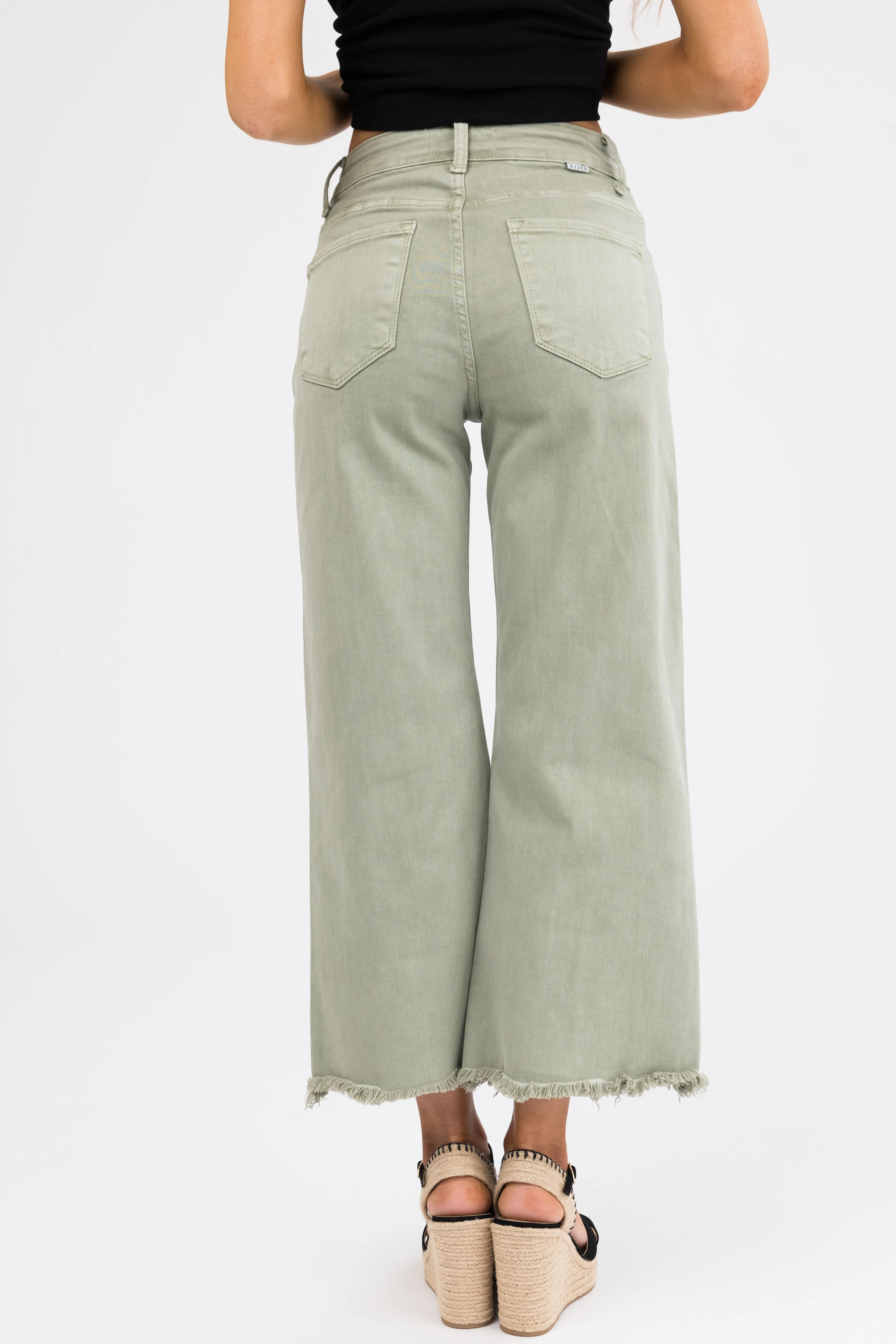 Risen Sage Wide Leg Cropped Jeans sold by Lime Lush product image thumbnail 5