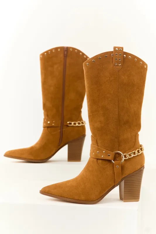Copper Faux Suede Studded Boots sold by Lime Lush