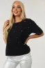 Charcoal Washed Oversized Rhinestone Studded Tee sold by Lime Lush