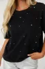 Charcoal Washed Oversized Rhinestone Studded Tee sold by Lime Lush