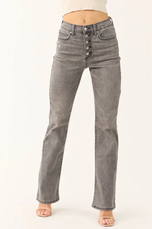 Sneak Peek Light Grey Slim Bootcut Jeans sold by Lime Lush