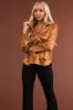 Copper Leopard Jacquard Button Up Satin Blouse sold by Lime Lush