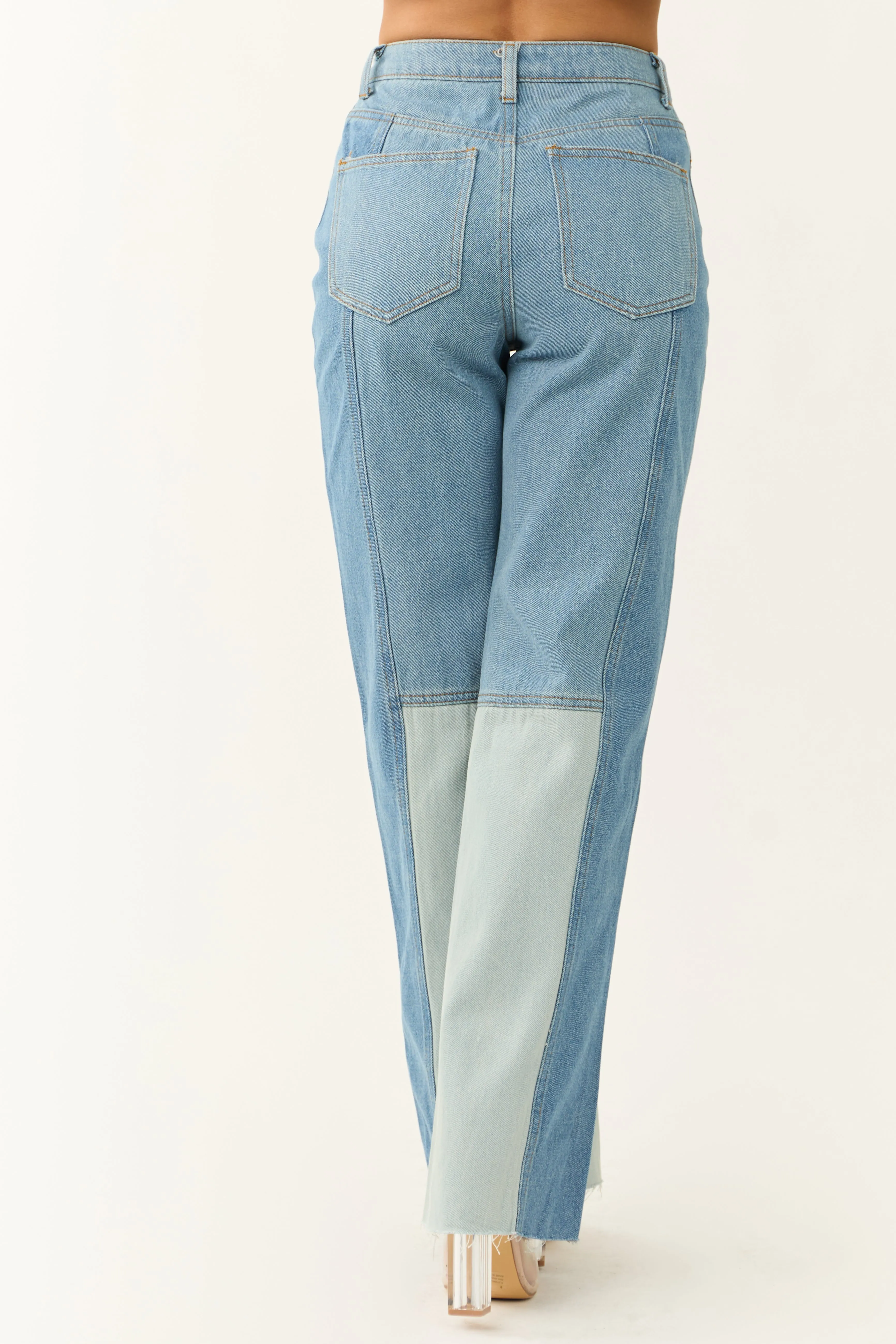 Medium Wash Colorblock Wide Leg Jeans sold by Lime Lush product image thumbnail 4