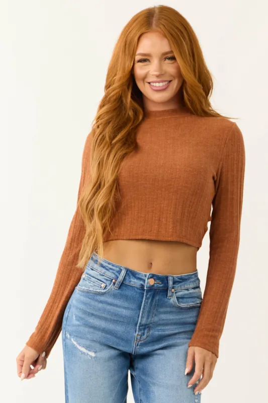 Terracotta Criss Cross Cut Out Back Crop Top sold by Lime Lush