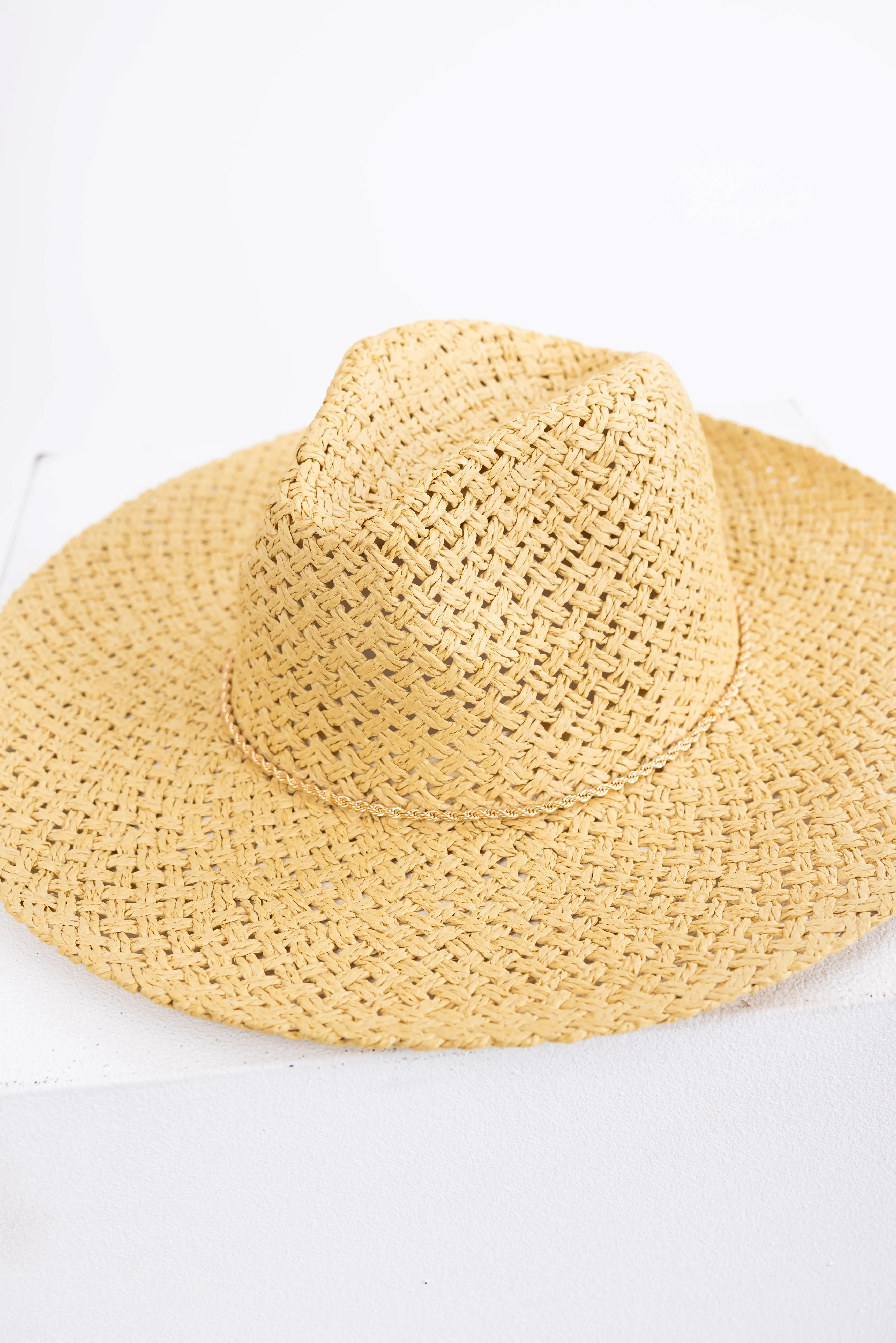Beige Basket Weave Dainty Chain Sun Hat sold by Lime Lush product image thumbnail 4