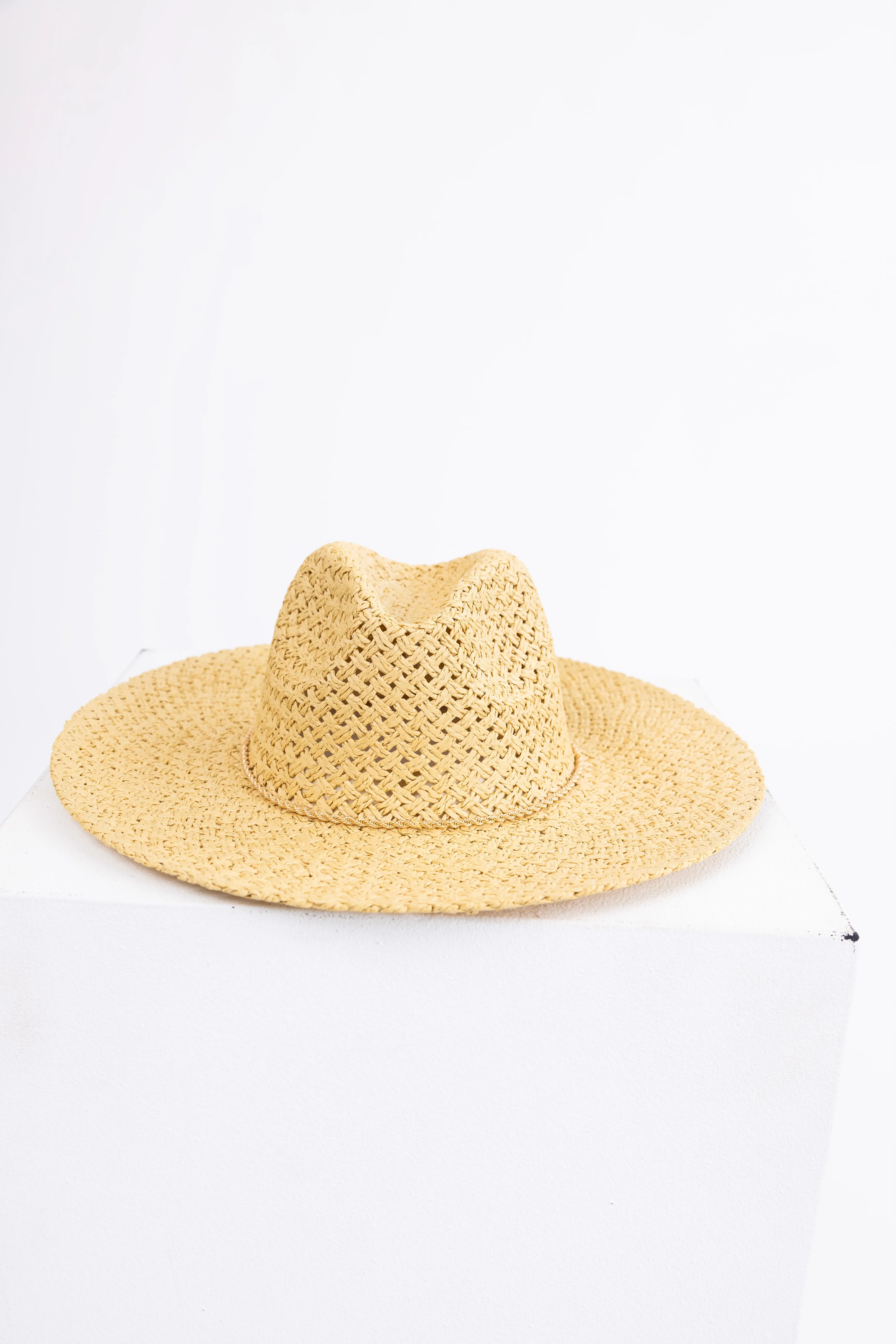 Beige Basket Weave Dainty Chain Sun Hat sold by Lime Lush product image thumbnail 5