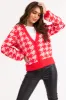 Scarlet Houndstooth Button Down Cardigan sold by Lime Lush