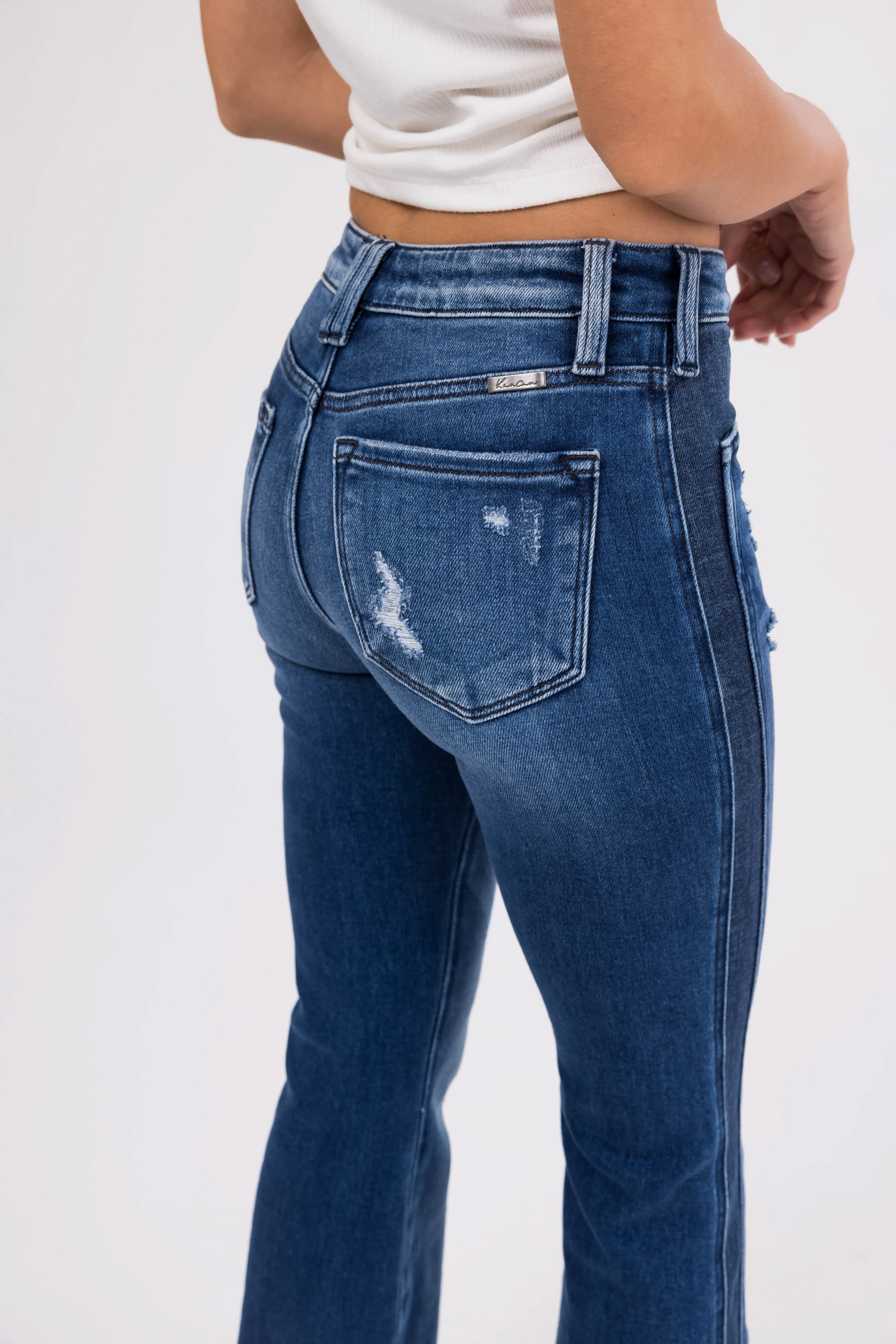 KanCan Dark Washed Double Seam Flare Jeans sold by Lime Lush product image thumbnail 5