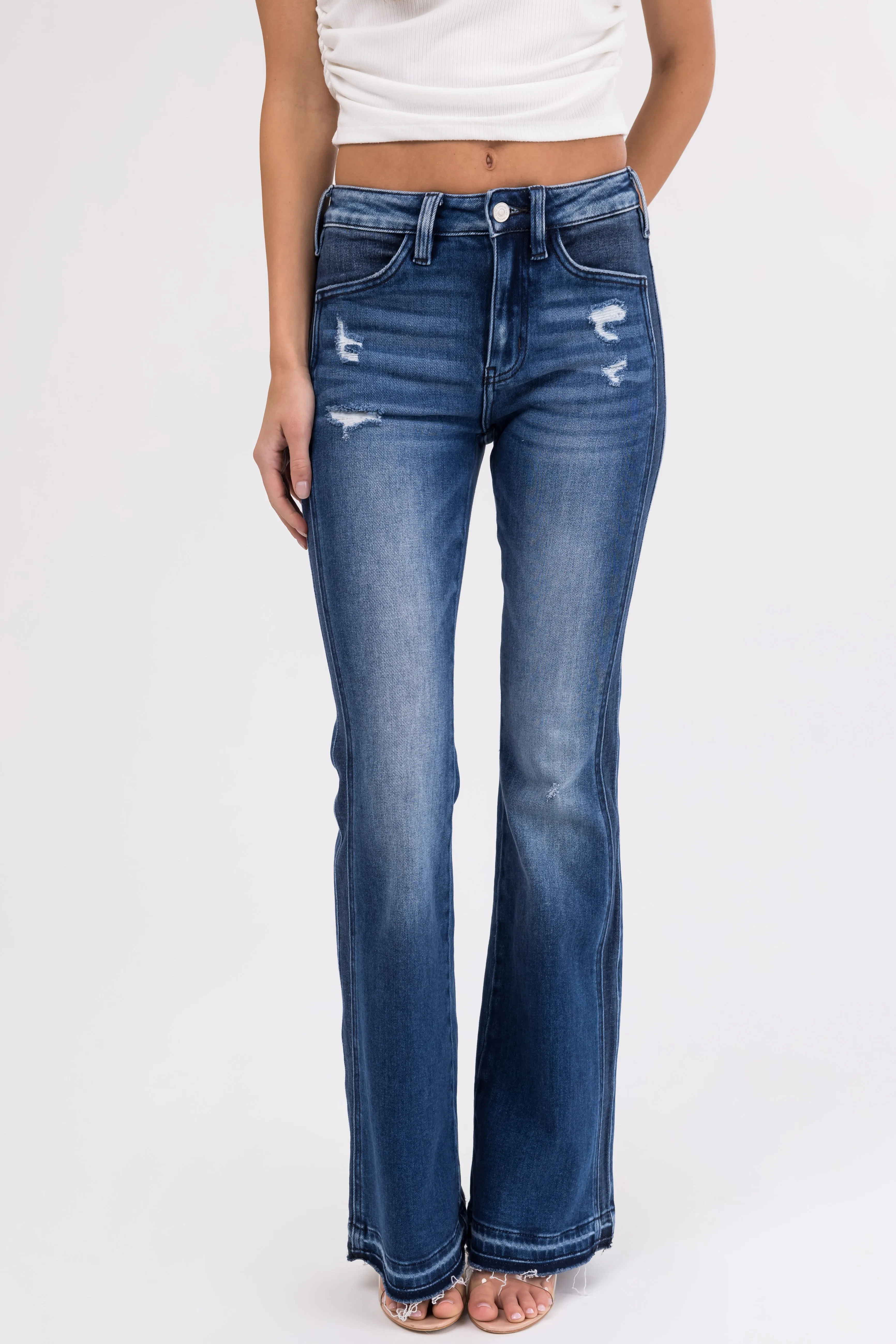 KanCan Dark Washed Double Seam Flare Jeans sold by Lime Lush product image thumbnail 3