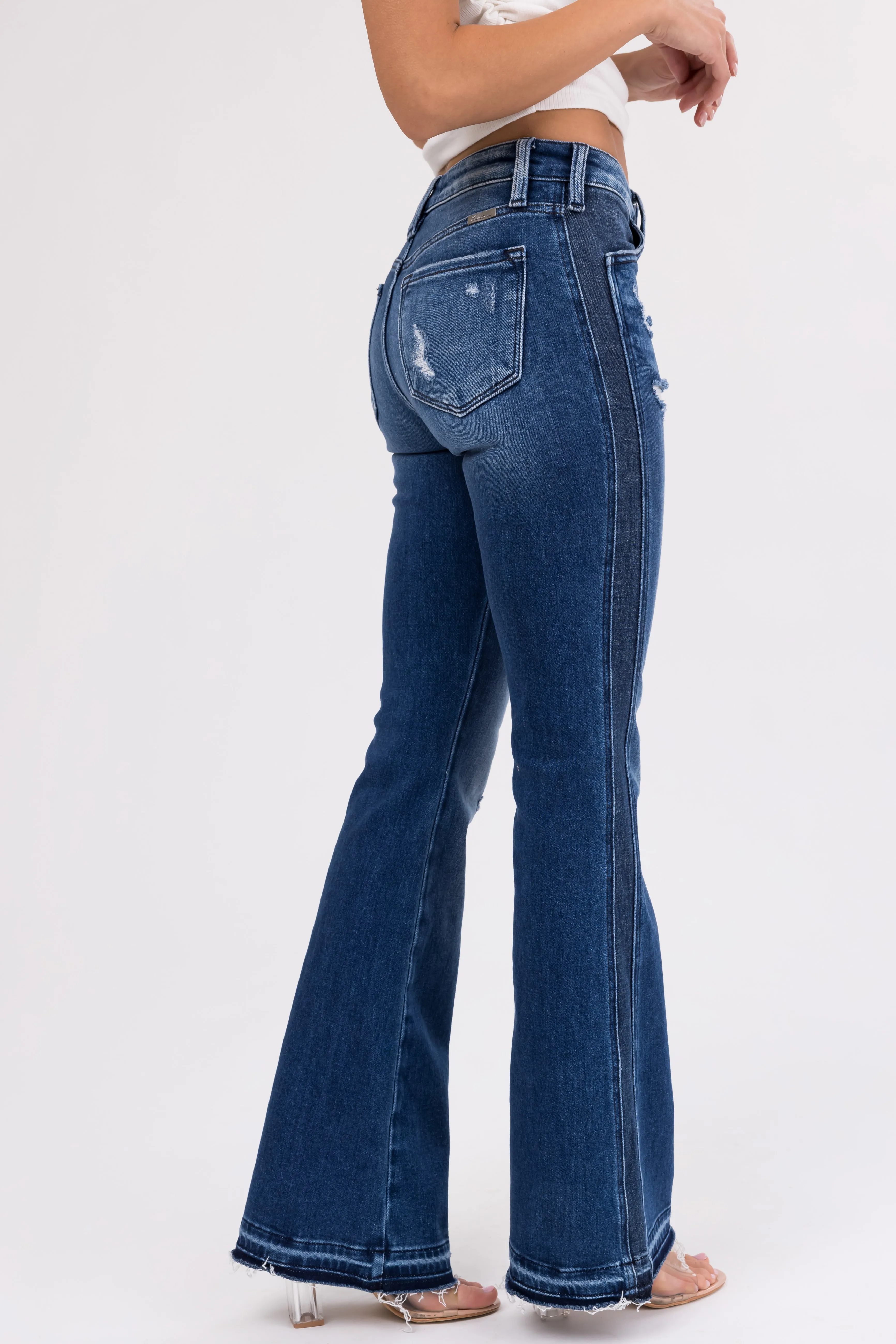 KanCan Dark Washed Double Seam Flare Jeans sold by Lime Lush product image thumbnail 4