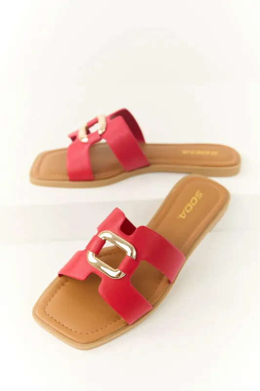 Ruby Gold Buckle Open Toe Sandals sold by Lime Lush