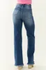 Risen Dark Wash High Rise Wide Leg Frayed Jeans sold by Lime Lush