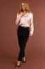 Peach Leopard Jacquard Button Up Satin Blouse sold by Lime Lush