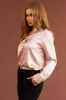 Peach Leopard Jacquard Button Up Satin Blouse sold by Lime Lush