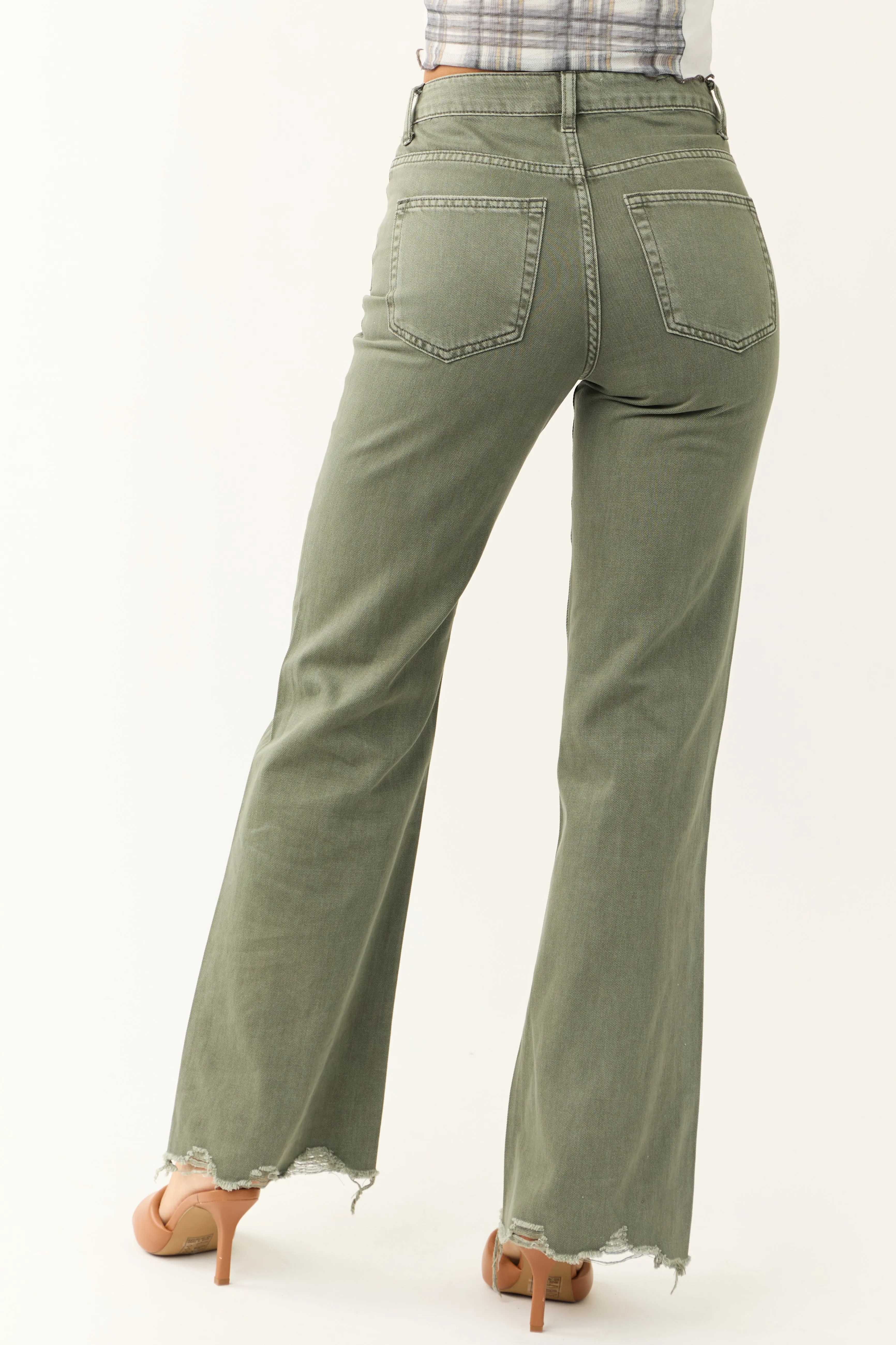 Vervet Juniper 90's Vintage Raw Hem Flare Jeans sold by Lime Lush product image thumbnail 4