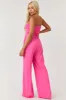 Vibrant Magenta Smocked Strapless Woven Jumpsuit sold by Lime Lush