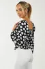 Black Polka Dot Smocked Puff Sleeve Bodysuit sold by Lime Lush