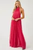 Hot Pink Lined Chiffon Wide Leg Halter Jumpsuit sold by Lime Lush