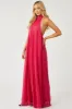 Hot Pink Lined Chiffon Wide Leg Halter Jumpsuit sold by Lime Lush