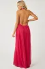 Hot Pink Lined Chiffon Wide Leg Halter Jumpsuit sold by Lime Lush