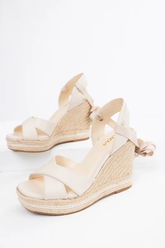 Vanilla Cross Strap Lace Up Espadrille Wedges sold by Lime Lush
