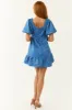 Sapphire Floral Jacquard Puff Sleeve Mini Dress sold by Lime Lush