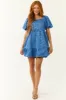 Sapphire Floral Jacquard Puff Sleeve Mini Dress sold by Lime Lush