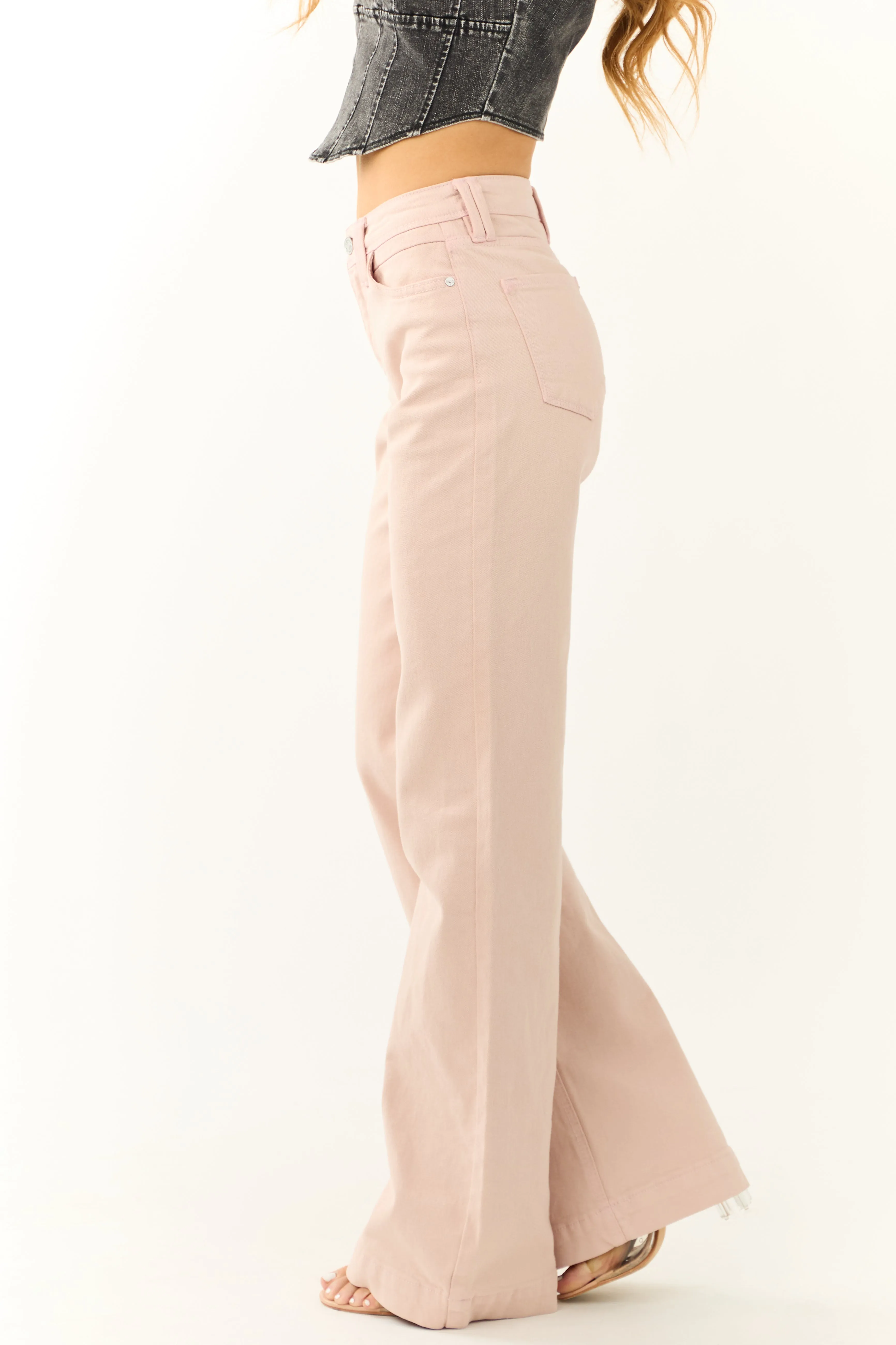 KanCan Tea Rose High Rise Wide Relaxed Denim Jeans sold by Lime Lush product image thumbnail 3