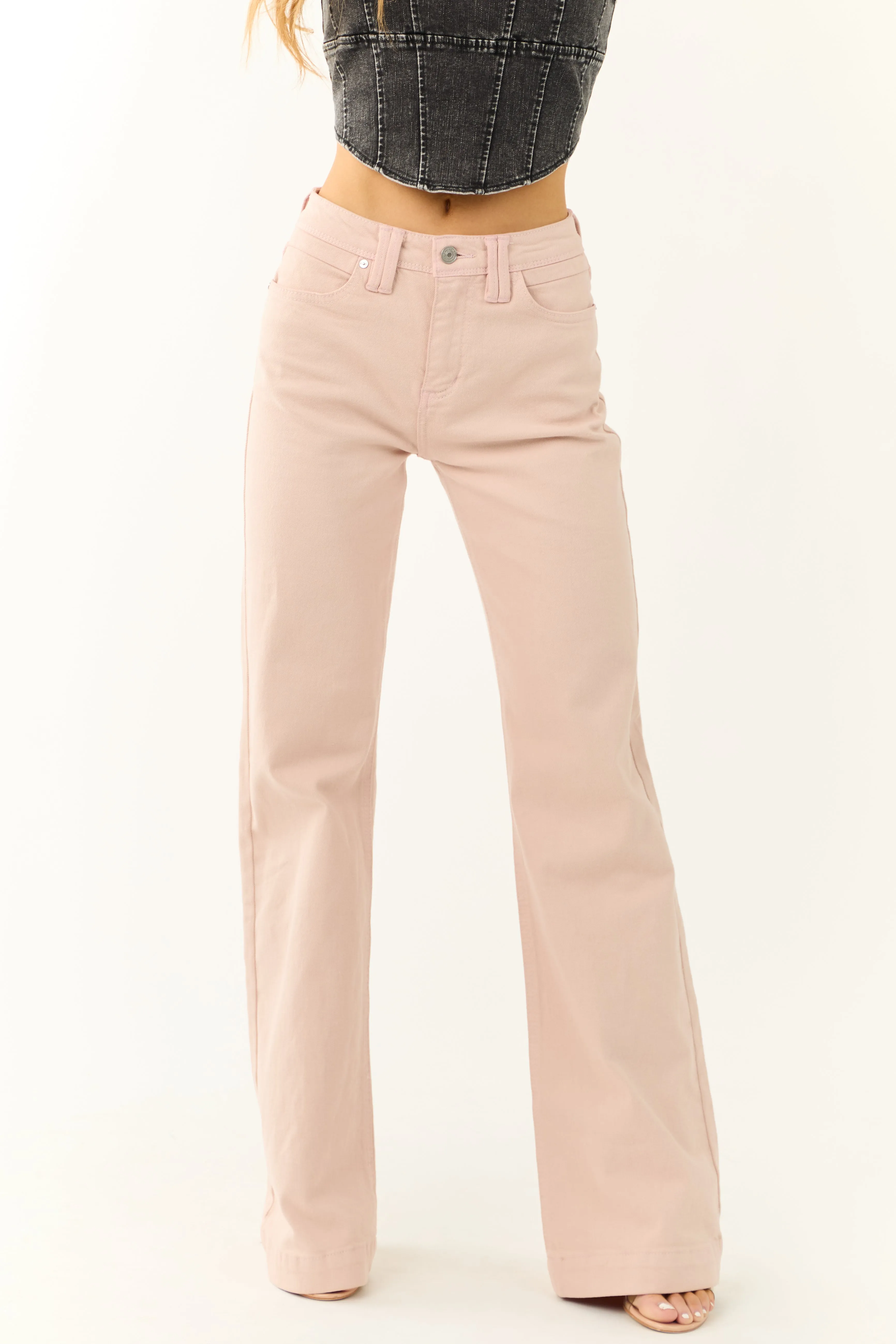KanCan Tea Rose High Rise Wide Relaxed Denim Jeans sold by Lime Lush