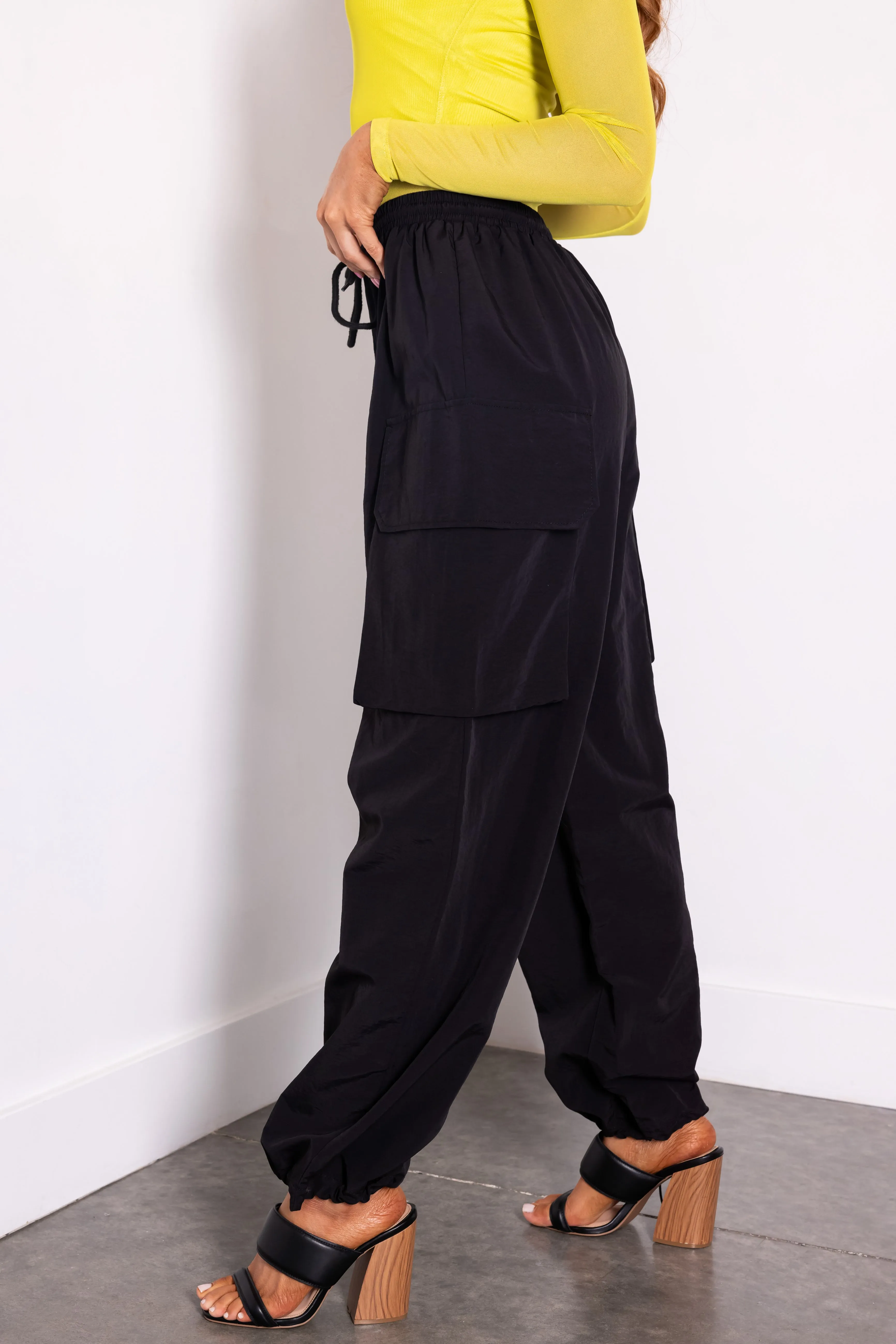 Black Drawstring Cargo Pants sold by Lime Lush product image thumbnail 3
