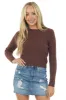 Chocolate Fitted Cable Knit Sweater sold by Lime Lush