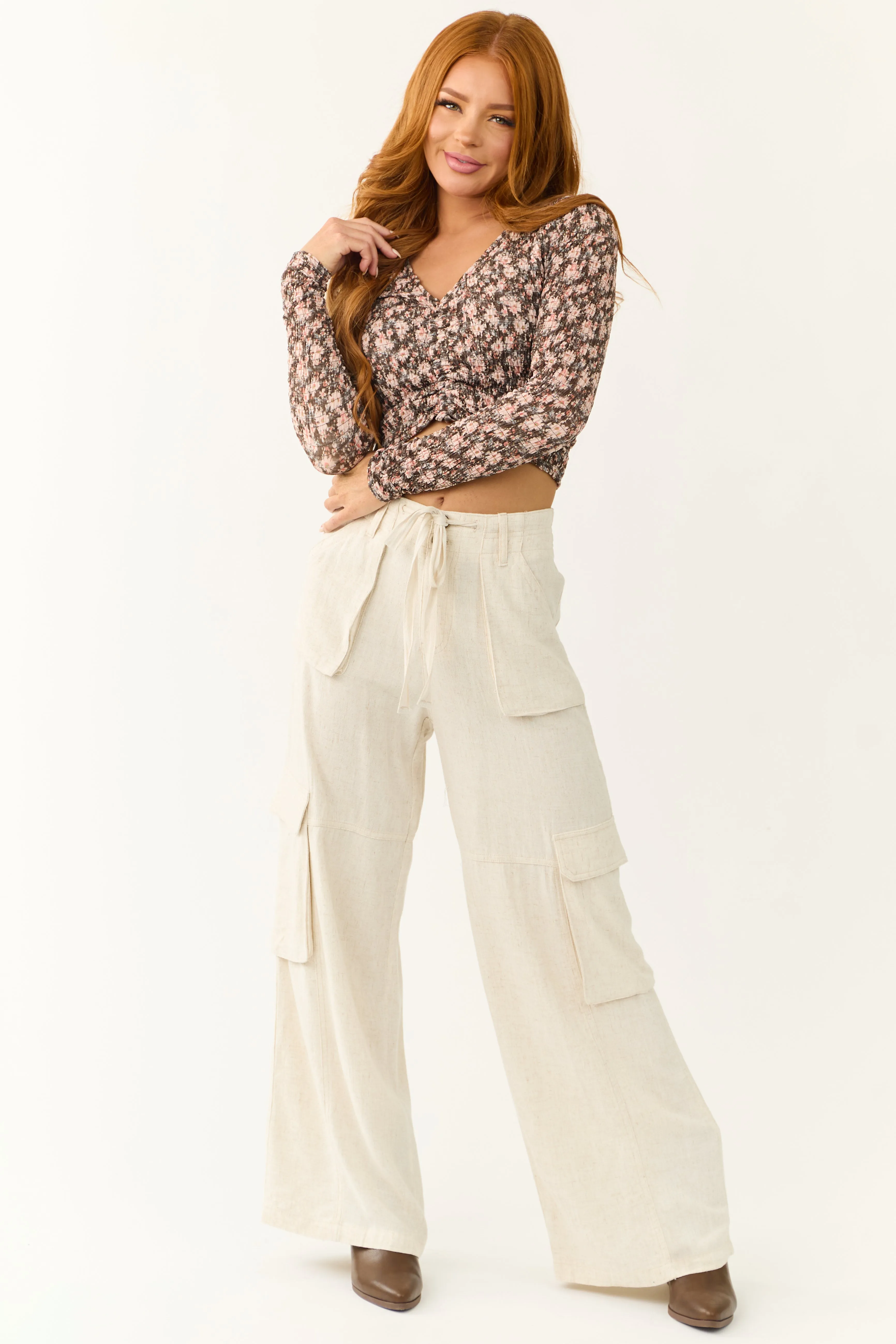 Vanilla Relaxed Fit Wide Leg Cargo Pants sold by Lime Lush