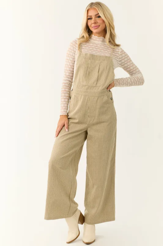 Peanut and Almond Striped Sleeveless Overalls Jumpsuit sold by Lime Lush