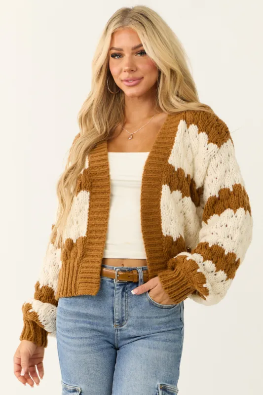 Brown Sugar Striped Long Sleeve Open Cardigan sold by Lime Lush