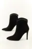 Black Rhinestone Detail High Heel Ankle Booties sold by Lime Lush