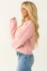 Carnation Floral Embroidered Puff Sleeve Sweater sold by Lime Lush