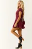 Wine Open Back Pleated Skirt Mini Dress sold by Lime Lush